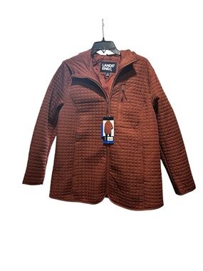 Lands' End Women's Quilted Zip Jacket in Rust Brown